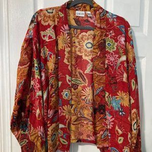 Chico's Red Print Kimono Style Jacket S/M